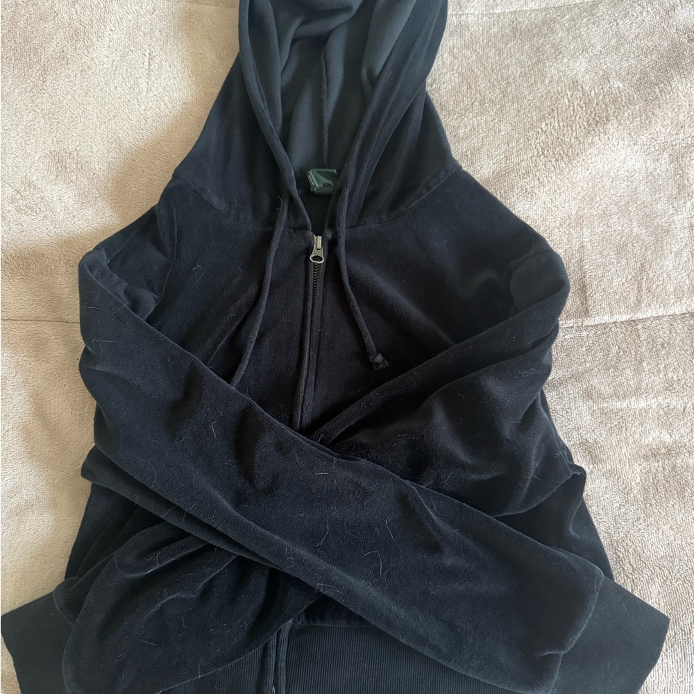 Wild Fable Black Suede Hooded Zip Jacket